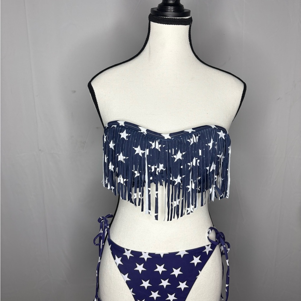 Starry Blue Fringe Bikini Set NWOT